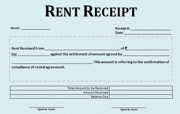Rent Receipt Format PDF