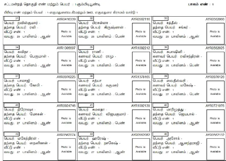 Tamilnadu Voter List