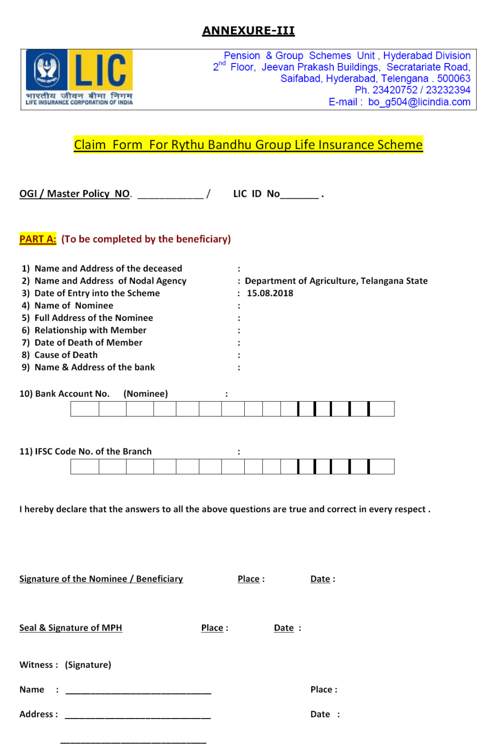 Rythu Bandhu Application Form (రితు బంధు దరఖాస్తు ఫారం) PDF InstaPDF