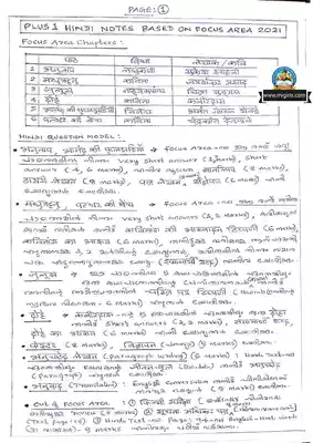 Plus One Hindi Focus Area Notes PDF