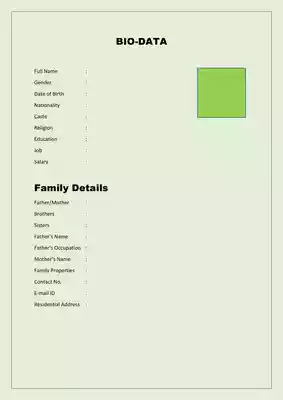 Marriage Biodata Format For Girl PDF