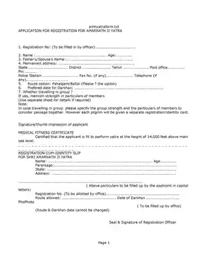 Amarnath Yatra 2022 Medical Form PDF