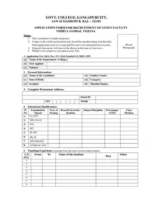 Guest Faculty Recruitment 2022 Rajasthan Form PDF