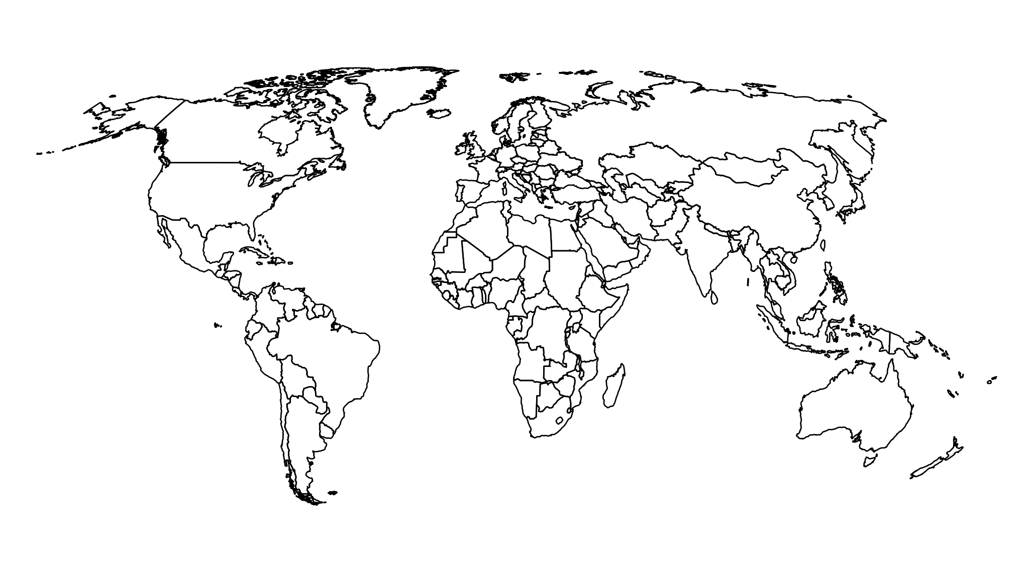 Blank Outlined World Map