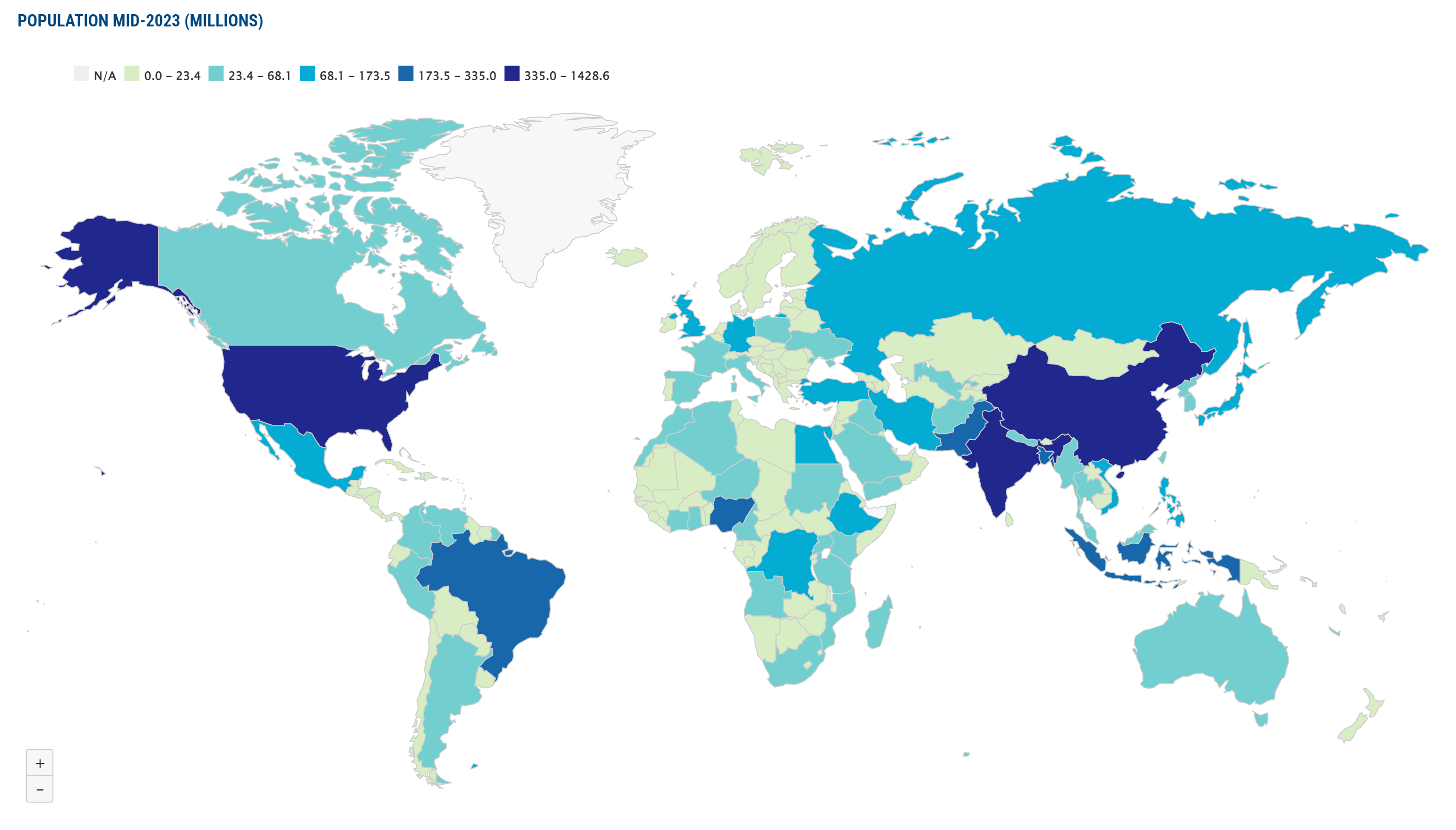 World Population Map - Country-Wise