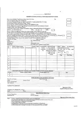 Railway Reservation Form 2023 PDF