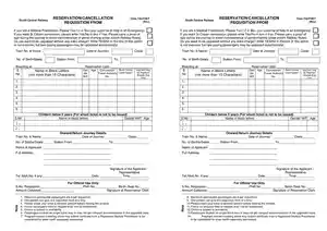 Railway Reservation Form PDF Editable