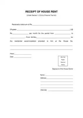HRA Rent Receipt PDF