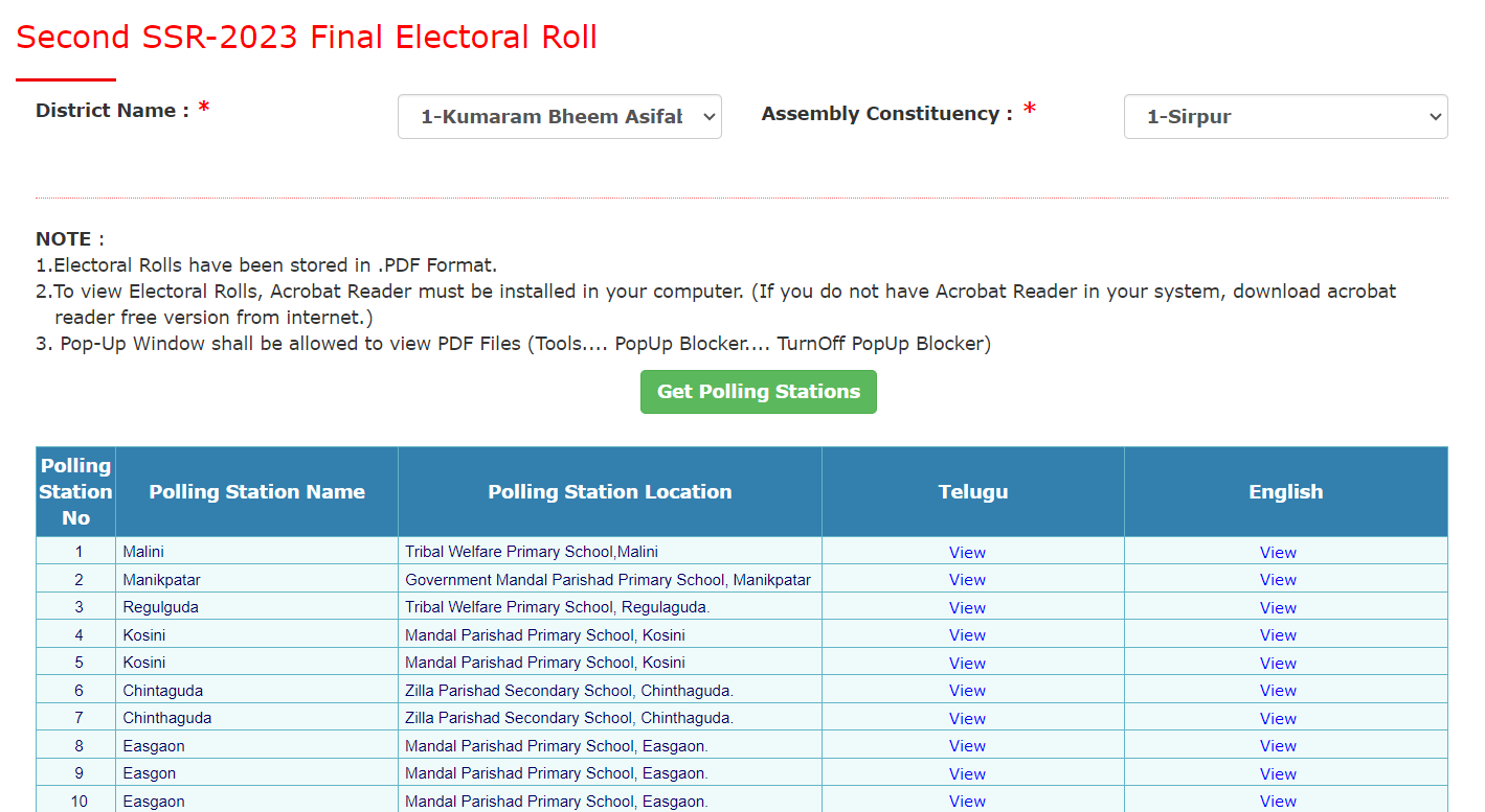 TS Voter List PDF