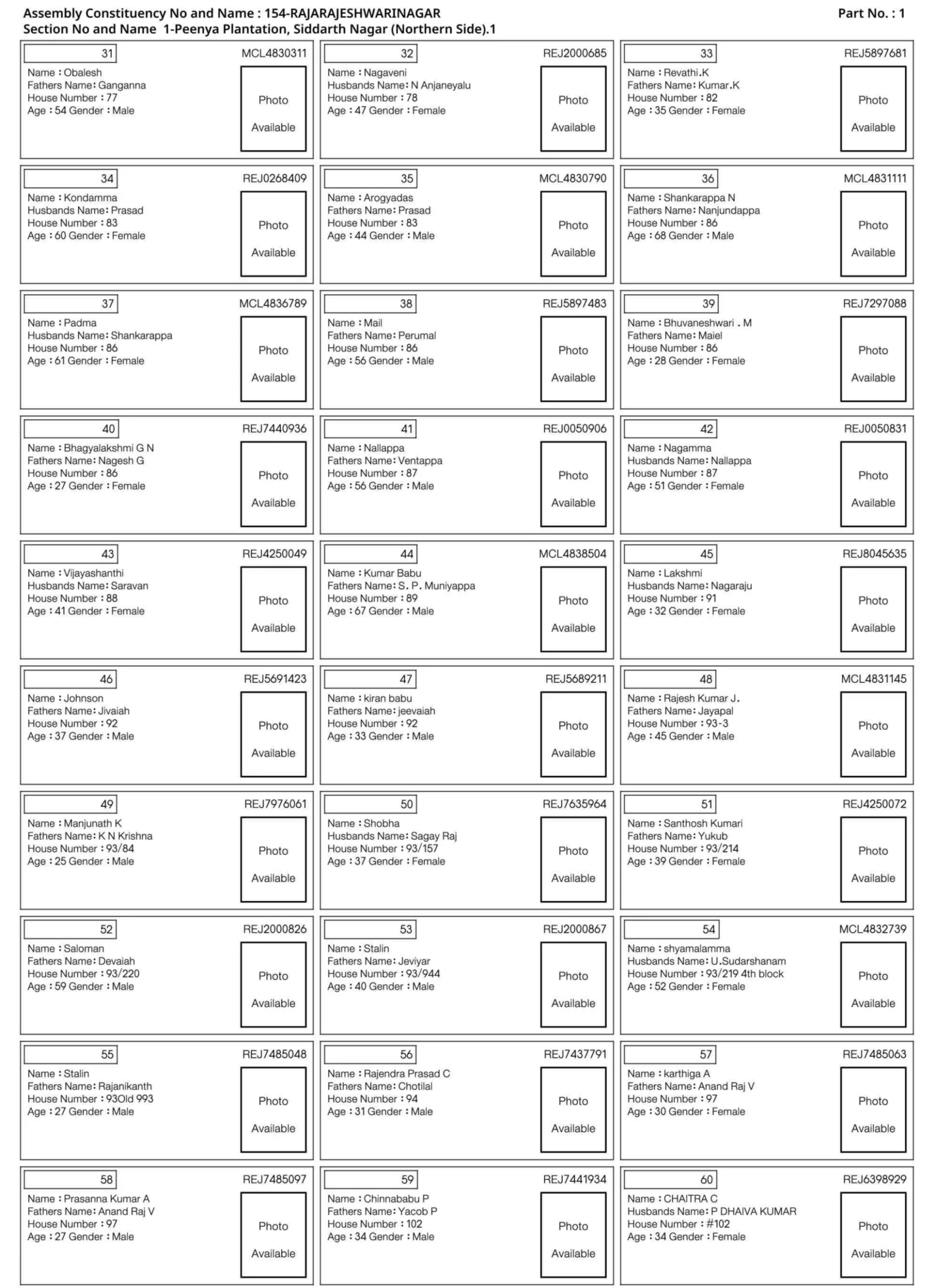 Karnataka Voter List 2026 - Sample PDF