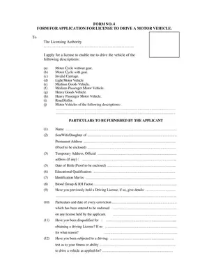 Driving License Application Form 4