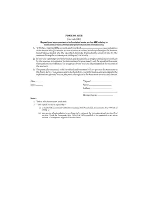 Form 3CEB for International Transactions