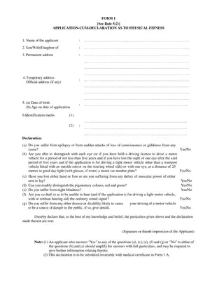 Physical Fitness Self Declaration Form 1