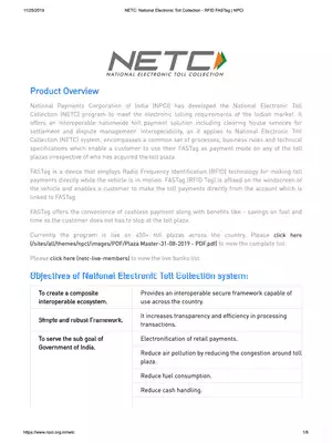 RFID FASTag Guidelines / Features by NETC
