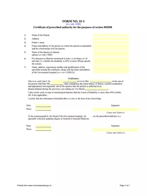 Section 80DDB Deduction Certificate Form