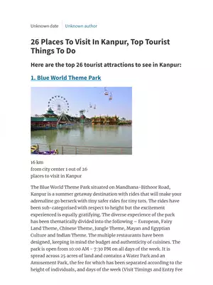 Tourist Places in Kanpur (UP) PDF