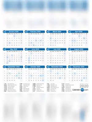 2020 Calendar with Indian Holidays