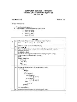 CBSE Sample Papers for Class 12 Computer Science -New (2019-2020)