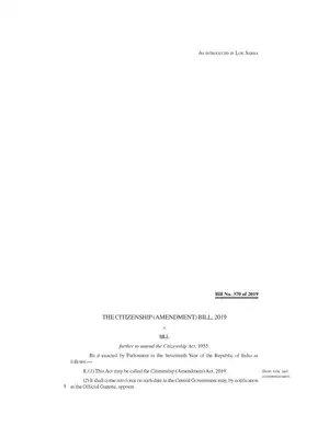 Citizenship Amendment Bill & Act (CAB), 2019