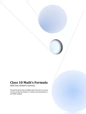Class 10 CBSE  Maths’s Formula