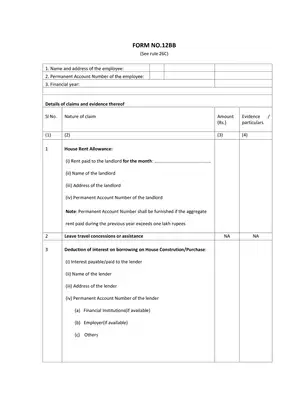 Form 12BB Investment Declaration Guide