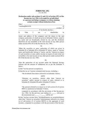 Form 15 H For Senior Citizen