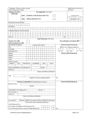 Income Tax Challan Form 283