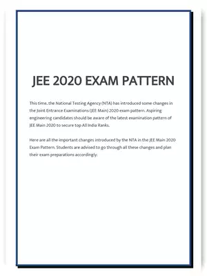JEE 2020 Exam Pattern