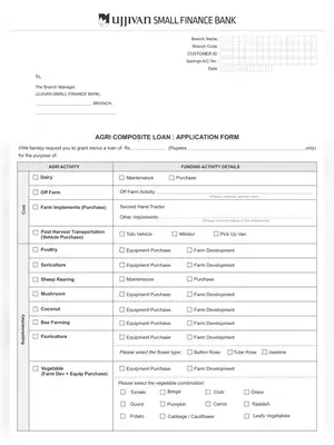Kisan Suvidha Loan  Application Form