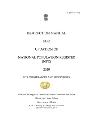 National Population Register (NPR) Instruction Manual 2020