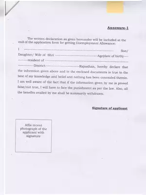 Rajasthan Berojgar Bhatta Income Certificate Form Hindi