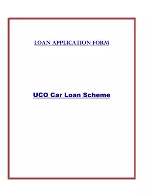UCO Car Loan Application Form