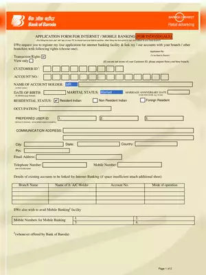 Vijay Bank Net Banking Application Form