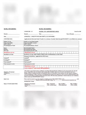 Vijay Bank RTGS/NEFT Form PDF