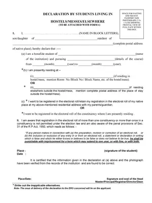 Voter Declaration Form for Students