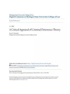 A critical Appraisal of Criminal Deterrence Theory