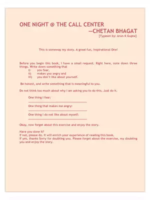 One Night at The Call Centre Book PDF