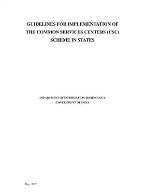 Common Services Centres (CSC) Scheme Implementation Guidelines