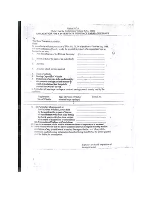Form PCA Application for Interstate Contract Carriage Permit