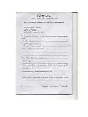 Form PRA Application For Renewal of Permit or Counter Signature