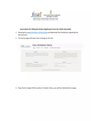 FSSAI Internship Application Form User Manual