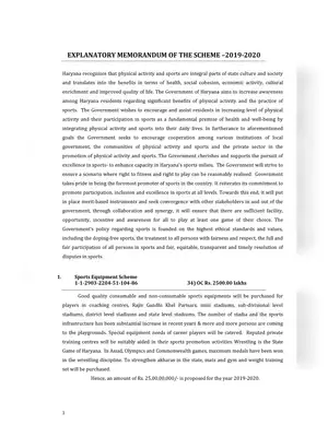 Haryana Explanatory Memorandum of the Scheme 2019-20