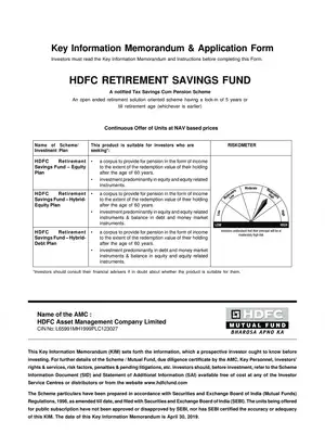 HDFC RETIREMENT SAVINGS FUND Scheme