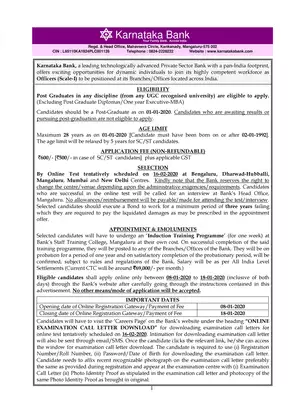 Karnataka Bank PO Officer Scale Recruitment Notification 2020