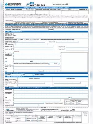 SBI Mutual Fund Application Form PDF