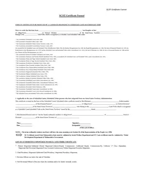 SC /ST Certificate Form Arunachal Pradesh
