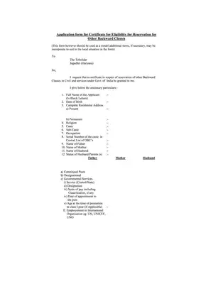 SC /ST Certificate Form Haryana