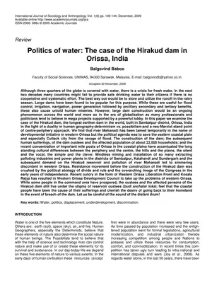 The Case of Hirakud Dam Orissa