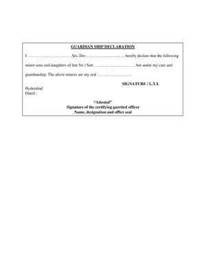 TSGLI Guardianship Declaration Certificate (Application Form)