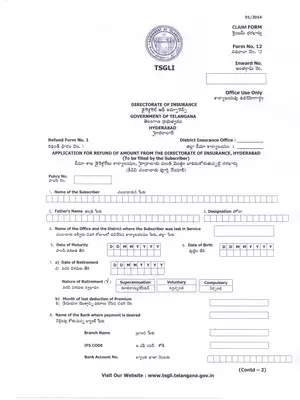 TSGLI Refund Application Form (Other than Death Claim)